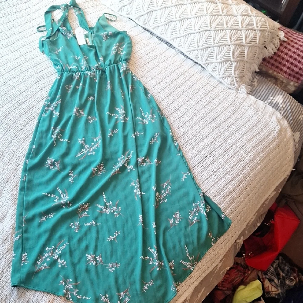Miami Green Floral High Low Dress Size S - Picture 2 of 5